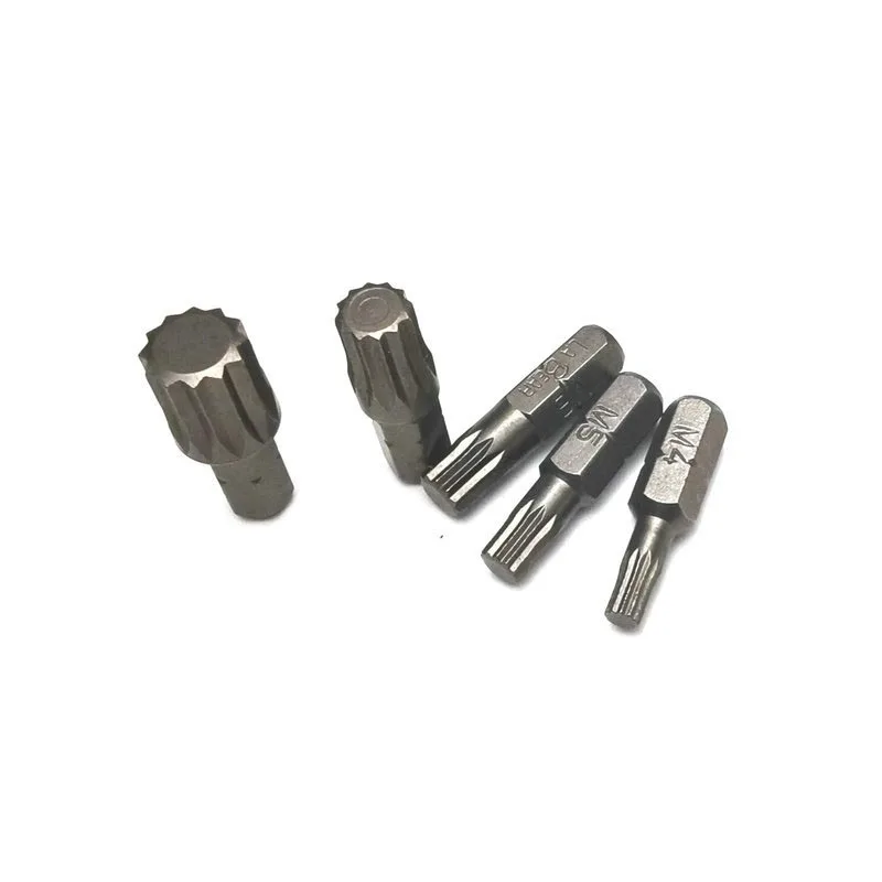 5pcs/lot 25mm Length Torx Screwdriver Bit 12 Point Spline 1/4' Hex Shank Impact Star Bit M4 M5 M6 M8 M10 S2 Alloy Steel Tools