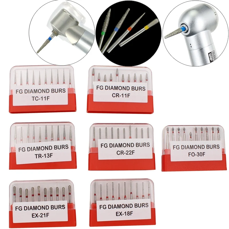 

10Pcs/Pack Dental Diamond FG High Speed Burs Drills For Polishing Smoothing Teeth Polishers Dia.1.6mm Dentist Lab Materials