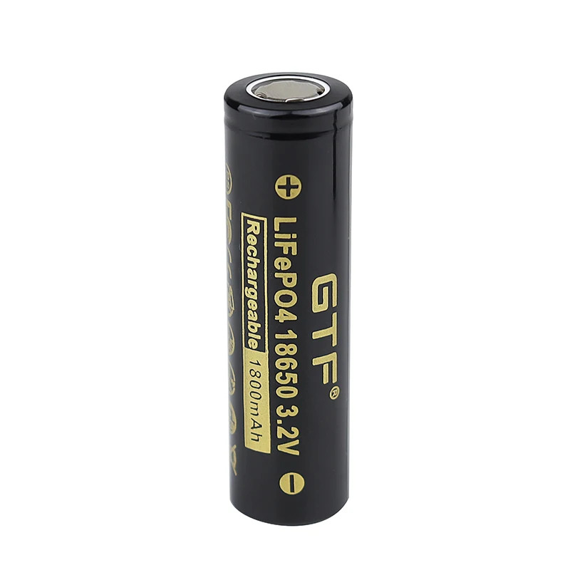 GTF 3.2V1800mAh Lifepo4 18650 Rechargeable Battery Cell Long Cycle Life 3C-5C Discharge For DIY E-bike LED Flashlight