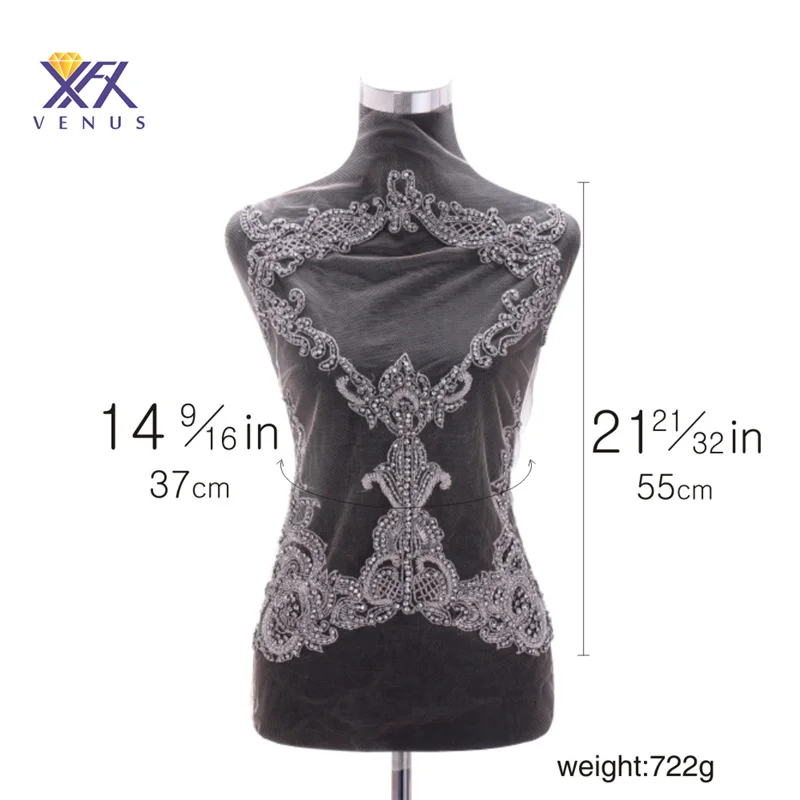 

XFX VENUS 1pc beautiful flowers beaded bodice applique and crystal bodice Lady handmake Wedding Dress Accessories