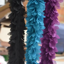 3d Fiori di Chiffon Ruffle Trim Nastro di Organza Vestito Del Collare Del Ricamo di Applique Del Merletto Per Fai Da Te Cucito Forniture Guipure