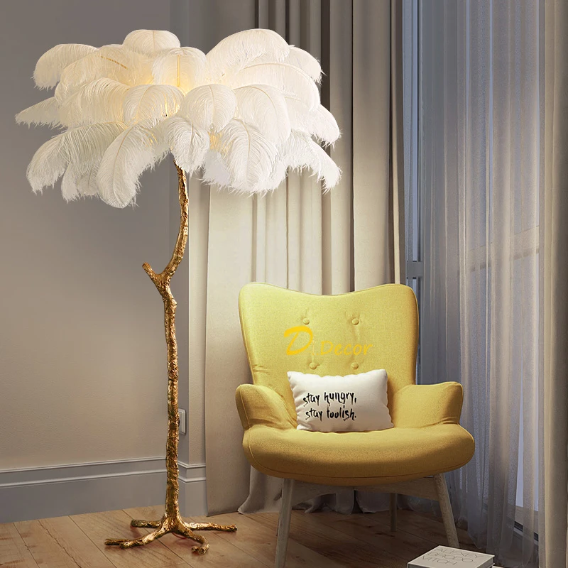 Nordic LED Feather Floor Lamps for Living Room Vintage Home Decoration Floor Light Stand Lamps Bedroom Bedside Lighting Fixture