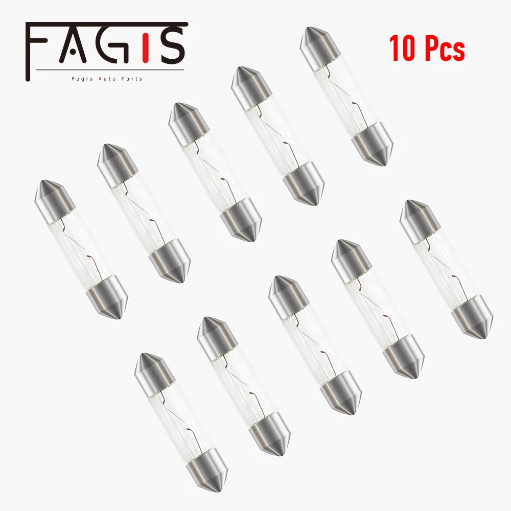 Fagis 10 Pcs Girlande SV 8,5 C5W 12V 5W 36mm 39mm 41mm Auto Lampen Auto halogen Lampen Auto Lizenz Platte Innen Lesen Licht