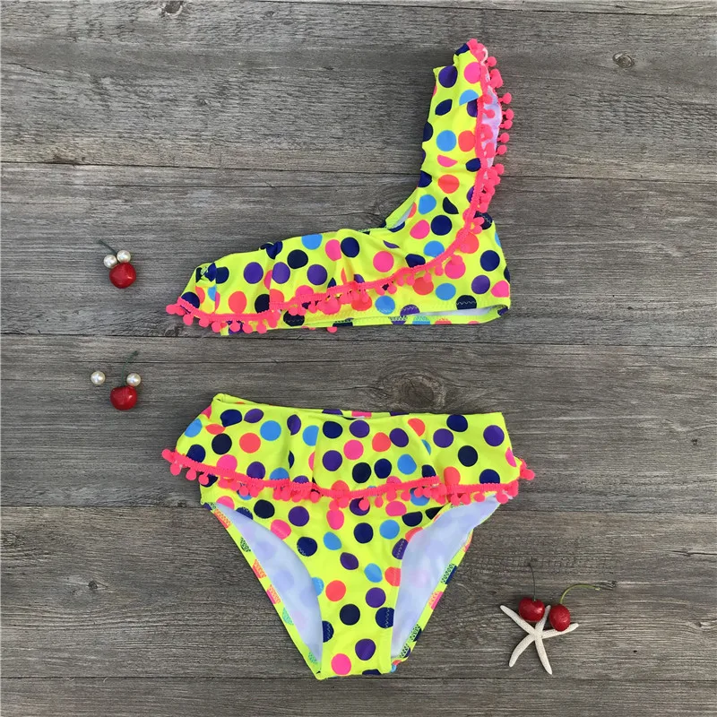 2024 ragazze costume da bagno due pezzi costumi da bagno per bambini bambini Dot Print ragazze Bikini set costume da bagno Biquini Infantil A30