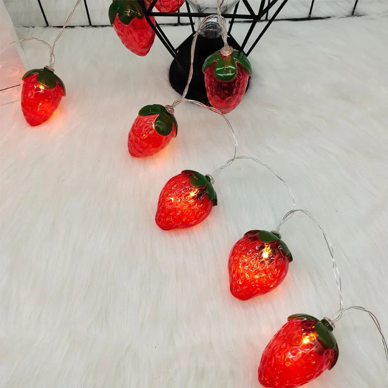 Creative 10/20LED สตรอเบอร์รี่ String ไฟแบตเตอรี่ Powered Christmas Garland Fairy สำหรับงานปาร์ตี้เด็กตกแต่งห้อง