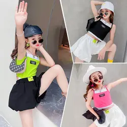 Teenage Girls Fashion Clothing Sets Summer Fake Two Pieces Vest+Shorts 2PCS Children's New Arrivals Outfits 5 6 8 10 12 14Years