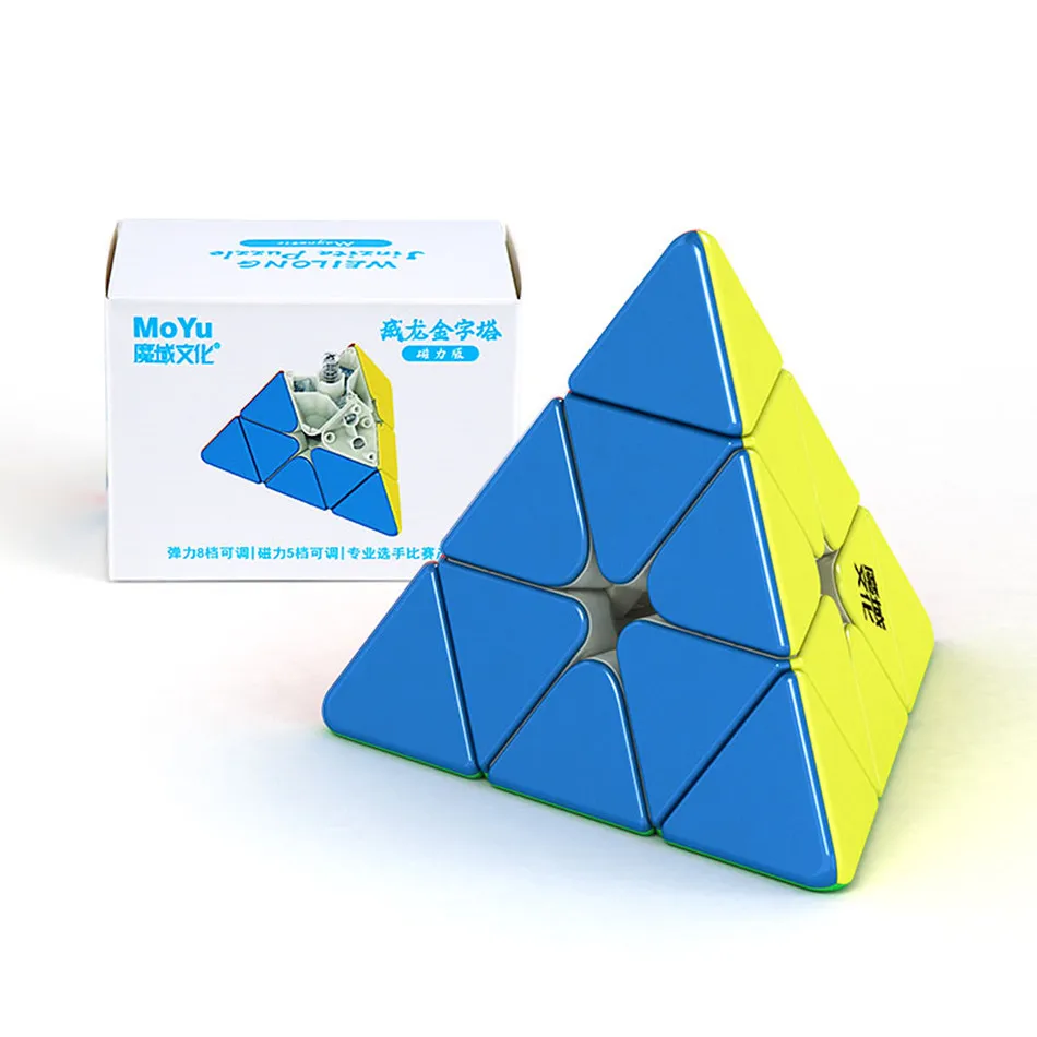 Moyu New Weilong WRM Pyramid Puzzle Stickerless Speed Magnetic Cube MagLev Cubes Toy Educational Magnetic Toys Twist Cubes