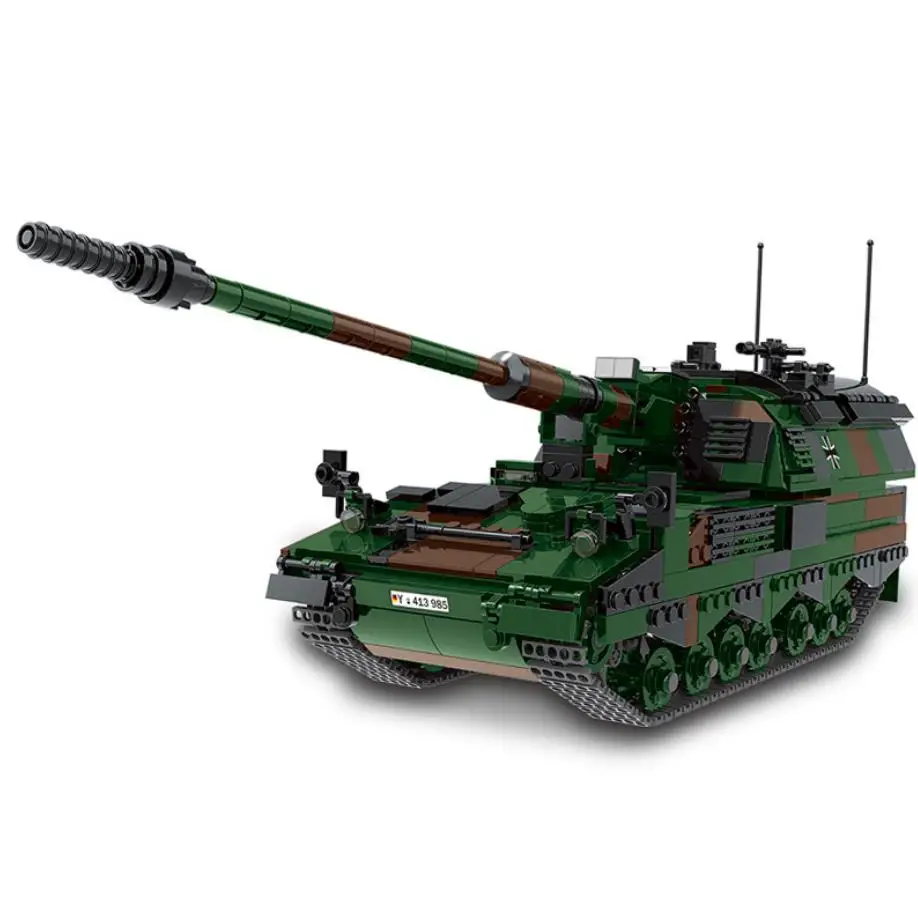 الحرب العالمية العسكرية Panzerhaubitze 2000 ذاتية الدفع هووتزرز باليتيالطوب بناء كتلة ww2 تجميع نموذج ألعاب مكعبات