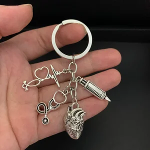 Schlüsselbund im herzförmigen Anhänger, medizinische Anatomie -Schlüsselbund, Arzt- und Krankenschwester -Taschenkette, Schmuck anwesend, 1 PC 8 Hauptverkäufe Heart Keychain Anatomical - №8