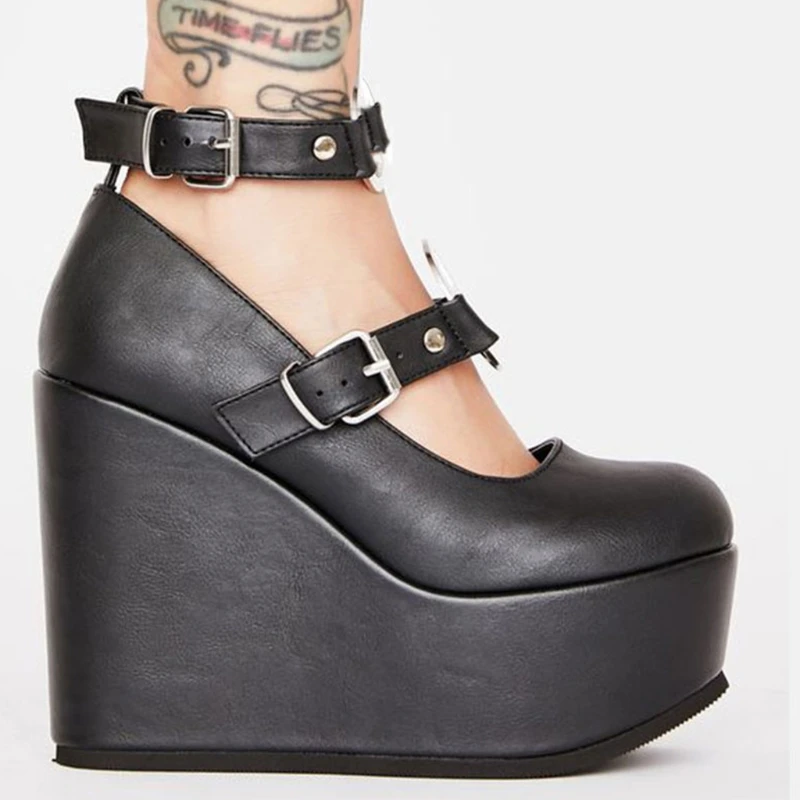 Donna Lolita carino donna pompe zeppe piattaforma tacchi alti pompe dolce gotico Cosplay scarpe donna Cosplay scarpe eleganti