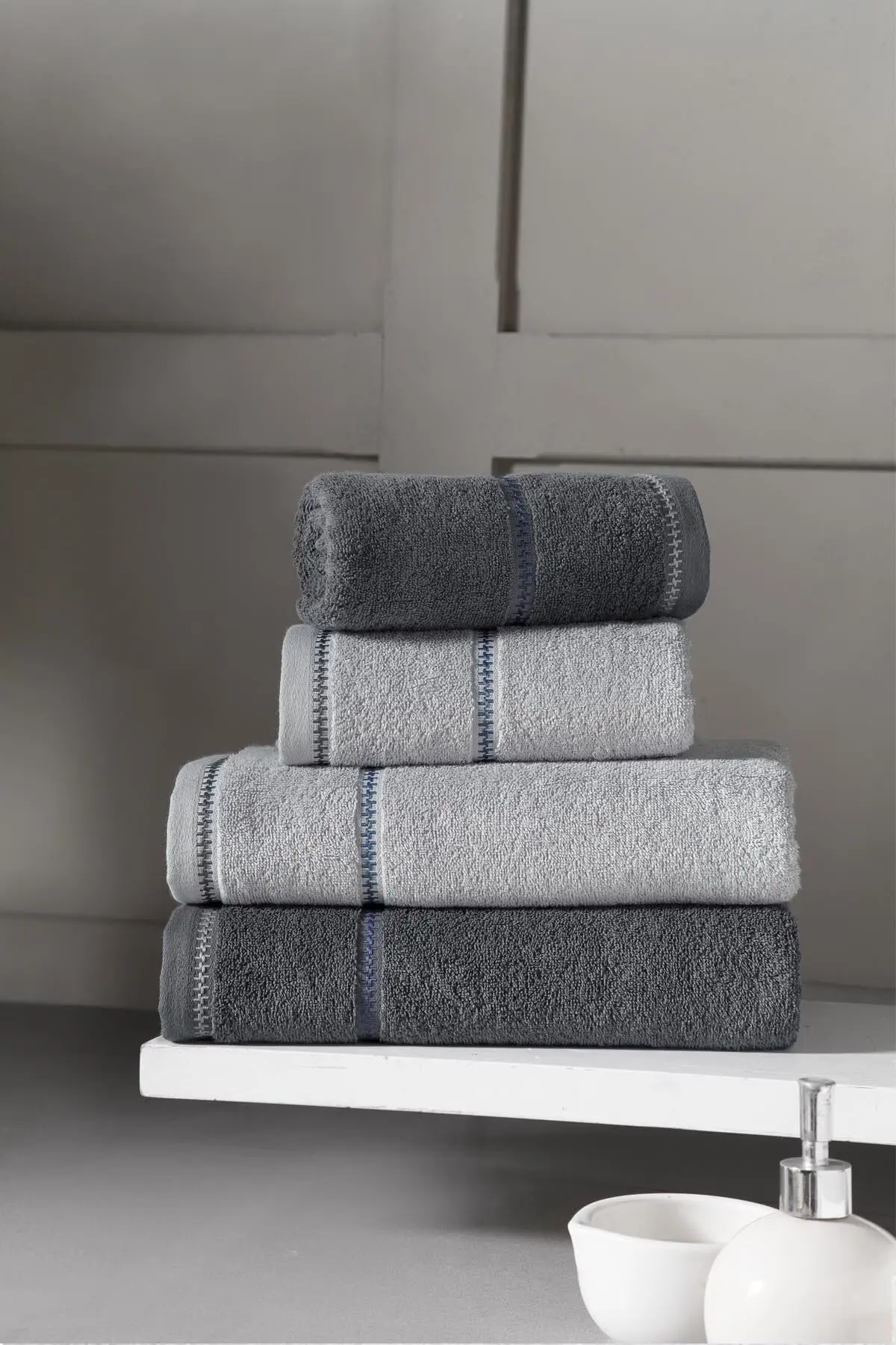 Profundo Set Space 100% Cotton Extra Soft Modern 4 Pcs Towel Set