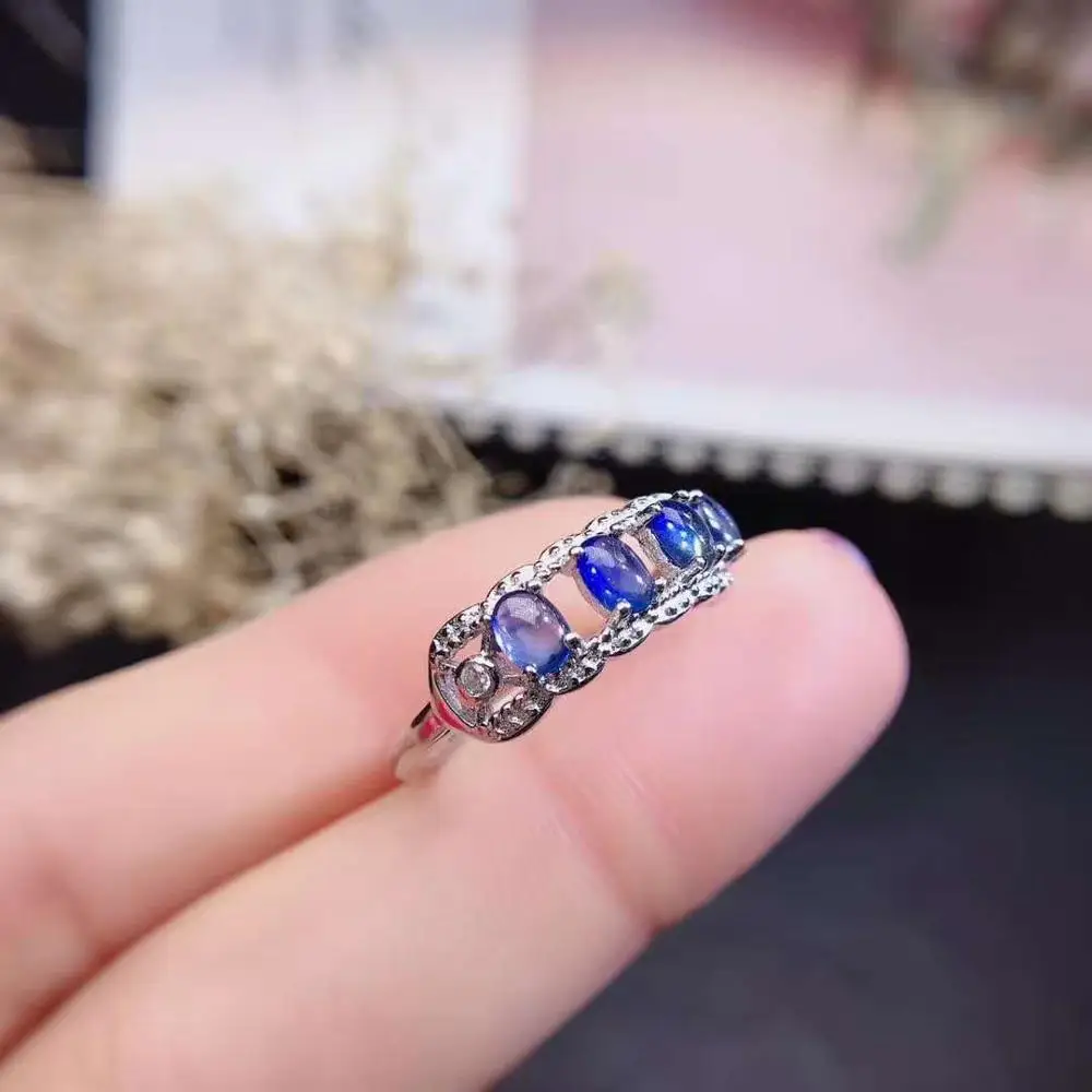 

Classic 925 Silver Rings Luxury Jewelry With Natural And Real Blue Sapphire Ring Gemstone Silver Ring For Women Wedding Ring