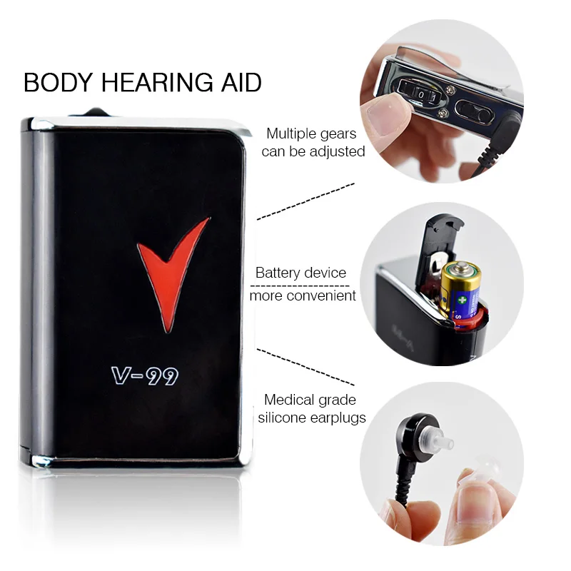 Protable V-99 Headphone Amplifier Pocket Hearing Aid Personal Sound Amplifier Acousticon For Healthy Hearing