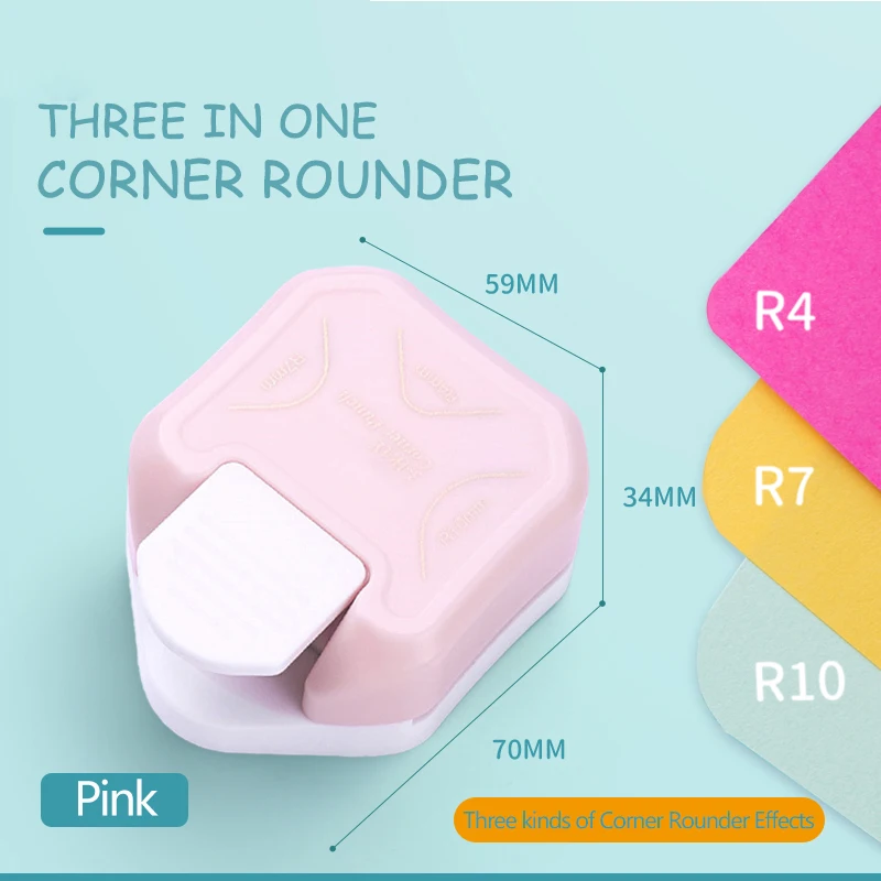 

3-Way Corner Punch Corner Rounder Punch R4/R7/R10mm Round Corner Trimmer Cutter for Card Photo Paper Laminating Pouches 2021 New