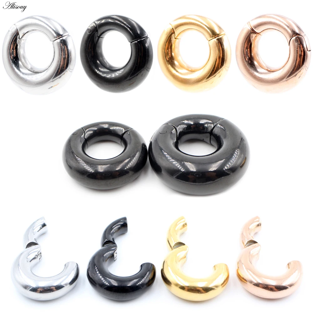 Alisouy 1PC Punk 316L magnetyczne ciężarki do uszu ze stali nierdzewnej Expander nosze zatyczki tunele miernik kolczyk Piercing biżuteria