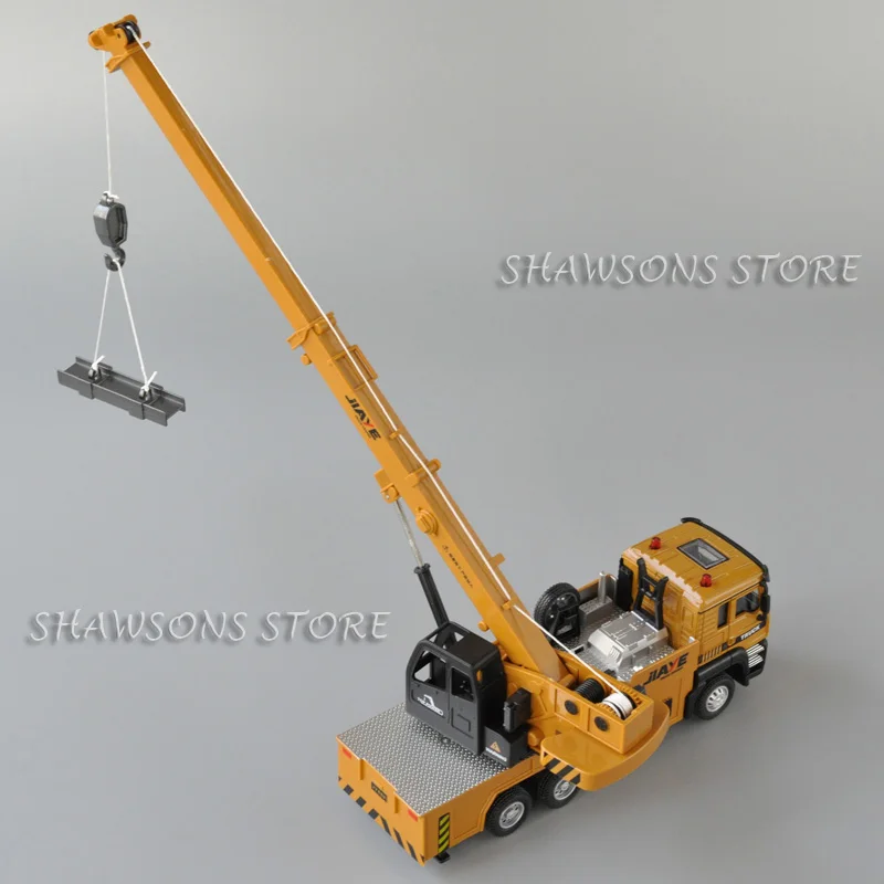 1:50 Scale Diecast Metal Engineering Vehicle Model Toy Crane Truck Lifter Pull Back Miniature Replica With Sound & Light