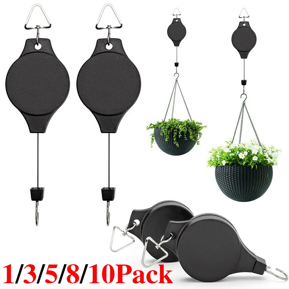 

20-90cm Retractable Hanging Basket Pull Down Hanger Pulley Garden Baskets Plant Pots Hanging Basin Retractable Hook Greenhouse