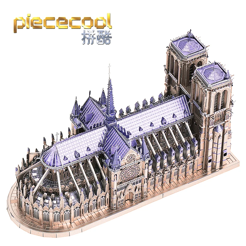 

Piececool 3D Metal Puzzle NOTRE DAME CATHEDRAL PARIS building model KITS Gift jigsaw Toys For Children