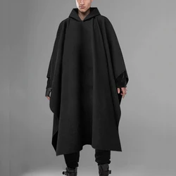 INCERUN Fashion Men Cloak Coats Hooded Solid Poncho Loose 2023 Streetwear Punk Windproof Men Trench Winter Long Cape Jackets 5XL