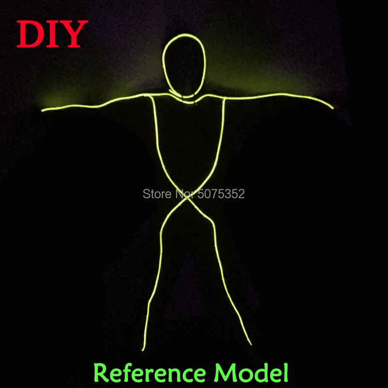 Neon Light Up Costume para Homens e Mulheres, EL Wire Suit, LED, Rave, Piscando, Roupas de Dança, Moda, Novo