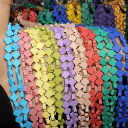 8mm Natural Stone Hematite Loose Beads Candy Colors Matte Four Leaf Clover Jewelry Making DIY Necklace Bracelet Accessories 15''
