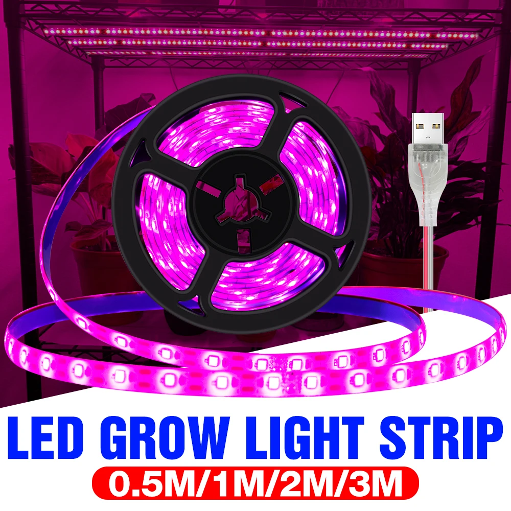 USB Phyto Grow Lamp Strip 5V LED Plant Growth Light Strip 0.5 1 2 3M Hydroponic Fitolamp Greenhouse Seeds Flowering Grow Light