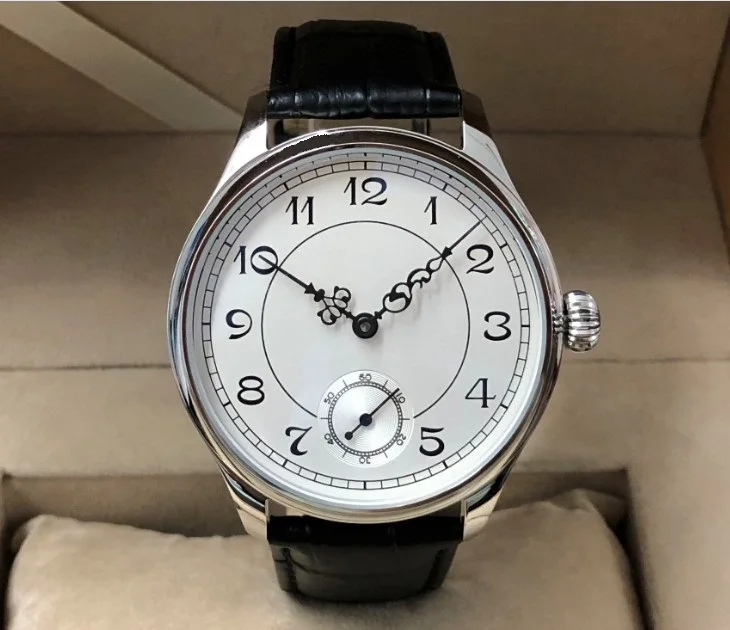 

Sapphire crystal or Mineral glass 44mm no logo Enamel White dial Asian 6498 17 jewels movement Men's Mechanical watches 80-20