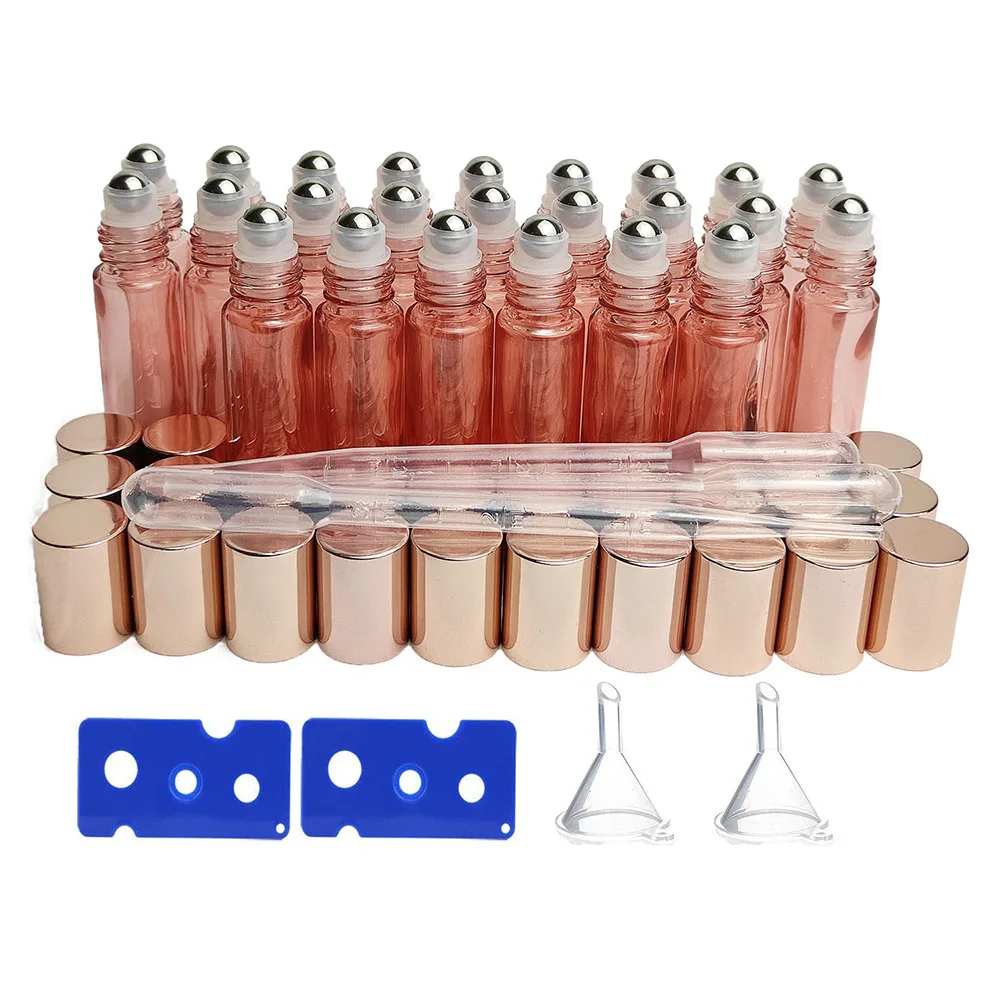 

24Pcs/lot 10ml Empty Perfume Bottles Kits Thick Glass Roller Bottles Essential Oil Bottles With Metal Balls For Aromatherapy