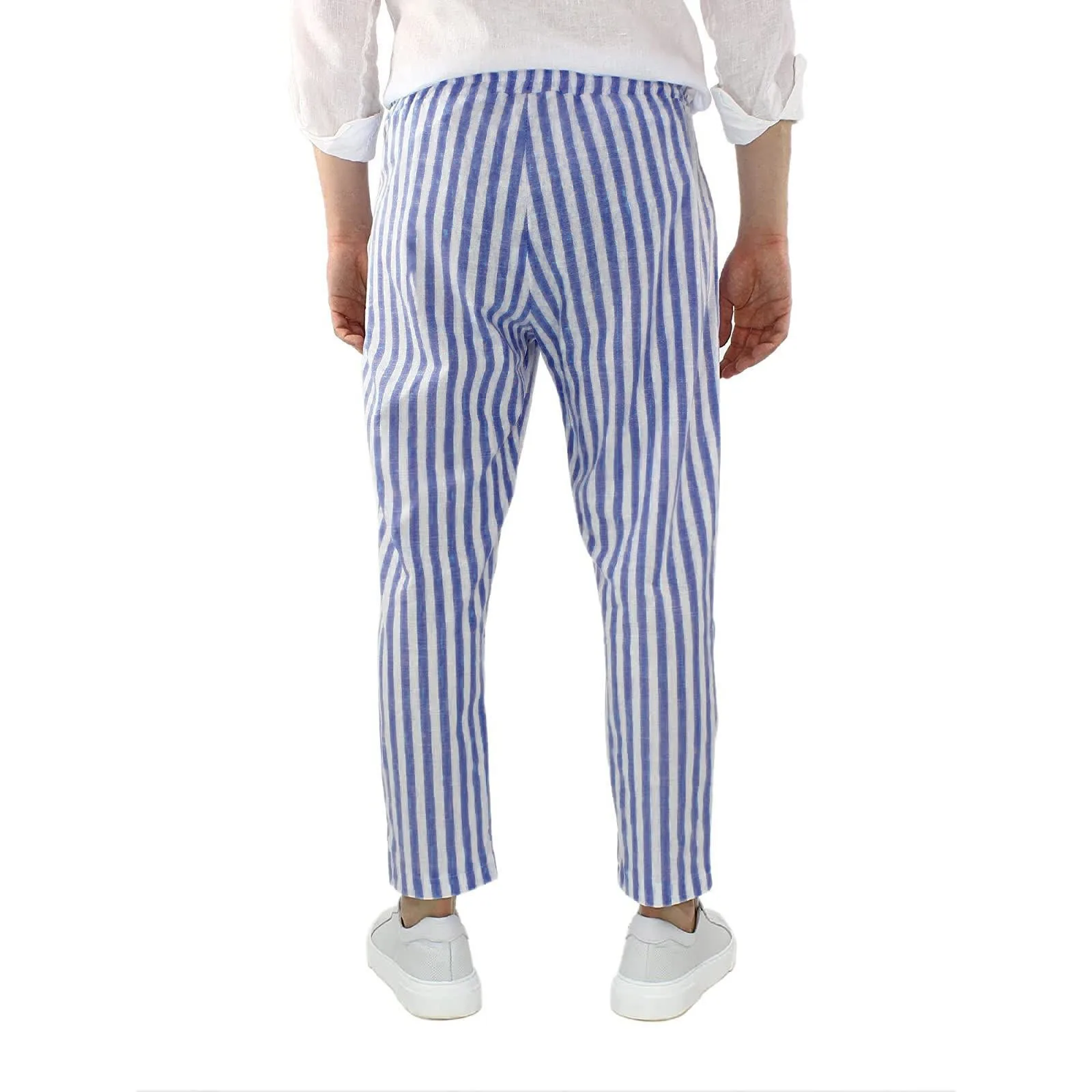 Casual Pants Men Striped Striped Cotton And Linen Pencil Pants Trousers Spring Autumn Male Loose Breathable Leg Pants Plus Size