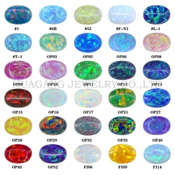 OP03-OP52 4x6mm-7x9m Opal Loose Lab Created Gems Oval Shape Flat Base Cabochon Opal Stones Semi-Precious Gems Beads For Jewelry