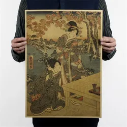 Classic Japanese Ukiyoe Vintage Poster Room Decor Wall Art Painting Bar Home Decor Retro Kraft Paper Wall Stickers