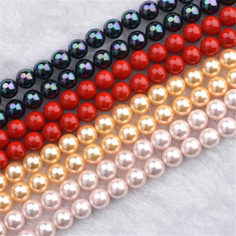 Natural Shell Pearl Round Beads Real shells For Jewellery Making Necklace Making Diy Bracelet Jewelry 4-12mm Factory Wholesale