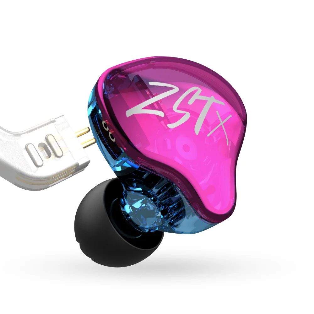 KZ ZST X Hibrid Gépegység in-ear Fülhallgató HIFI Lemezlovas earbud headse vel Ezüstszínű Vezeték Távbeszélőkagyló KZ ZAX ZSN -ért ZSX EDX ZS10 Z1 S2