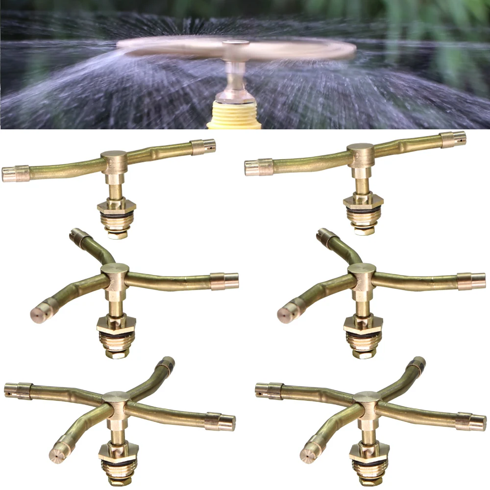 MUCIAKIE 1PC 2/3/4 Arm Automatic Rotary Whirling Sprinkler Garden Lawn Irrigation Watering Nozzle Spray Rotating Brass Sprayer