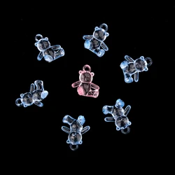 22X25mm Pink/Blue Color Acrylic Mini Bear Pendant For Baby Shower Christening Party Gift Craft DIY Decoration