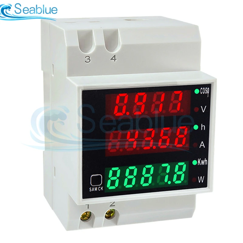 

D52-2047 DIN-Rail Multi-Function Digital Meter AC 80-300V 100A LED Voltage Current Active Power Factor Energy Meter 110V 220V