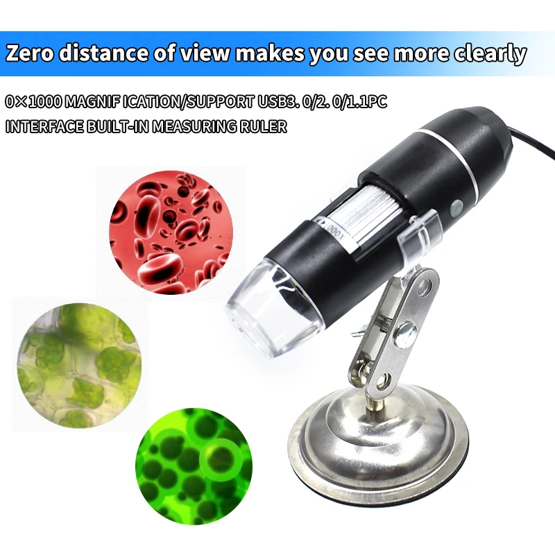 1600X 1000X USB Microscope Handheld Portable Digital Microscope USB Interface Electron Microscopes with 8 LEDs with Bracket