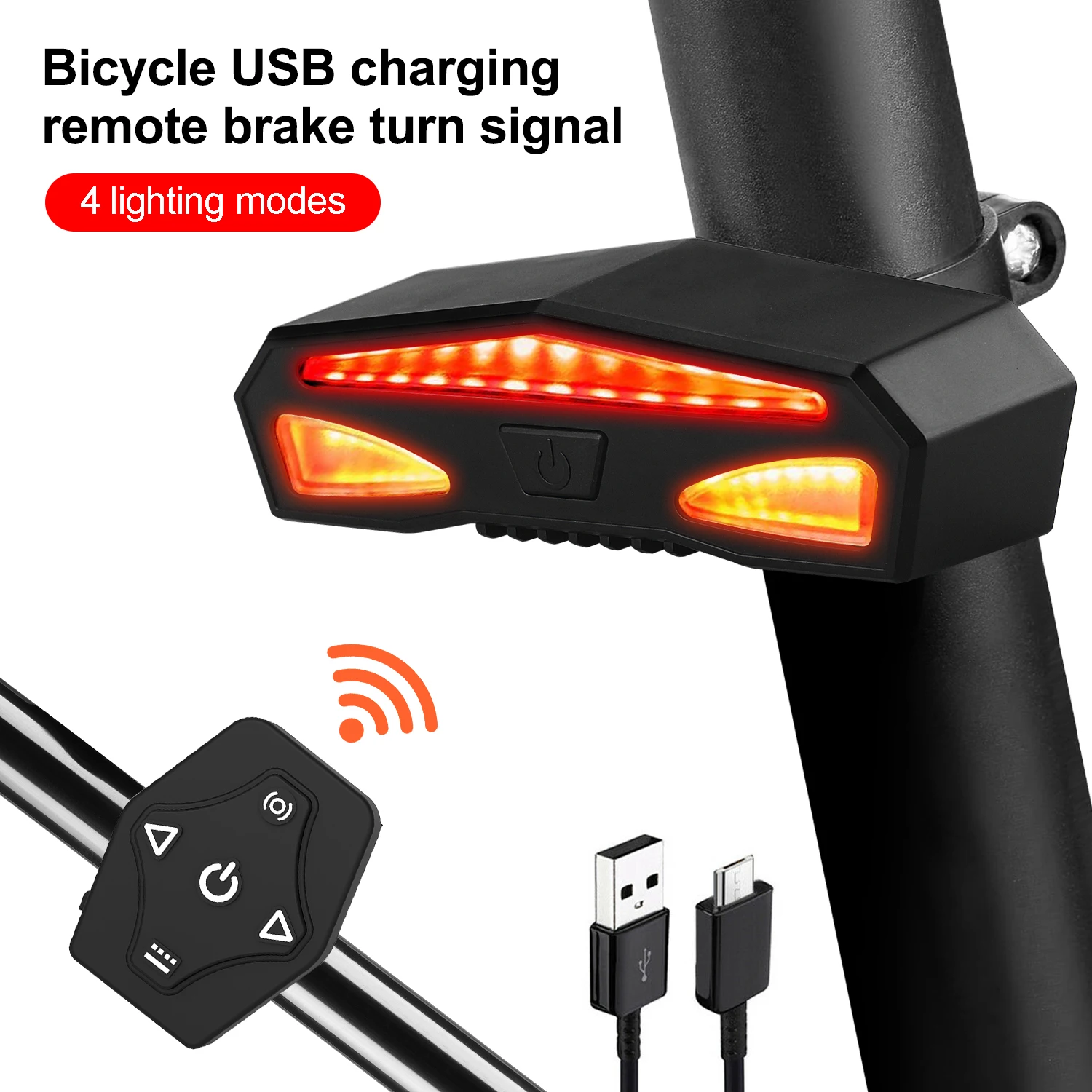 Smart Bike Rear Light Brake Remote Control Turn Signal Taillight USB Charging Bike Lamp LED Warning MTB Bicycle Light