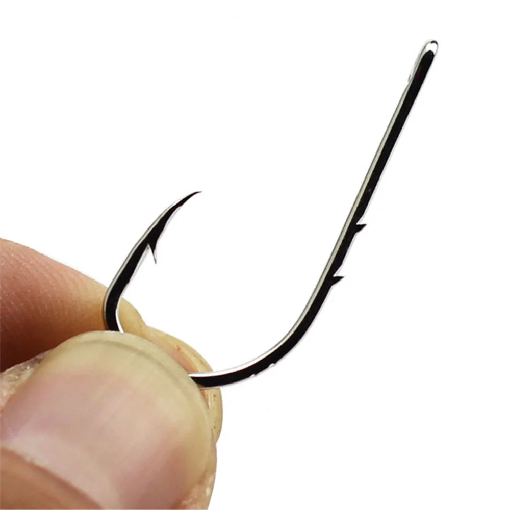 50pcs/lot Sharp Long Shank Barbed Fishing Hook Sea Worm Carp Single Circle Hook Set Fishing Accessories Anti-rust Fishhooks