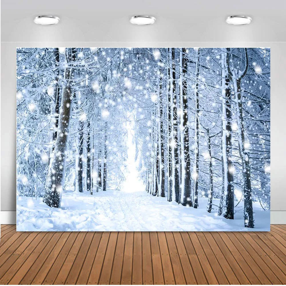 MEHOFOND Photo Background Winter Snow Forest Snowflake Christmas Backgrounds Children Baby Decoration Backdrop for Photo Studio