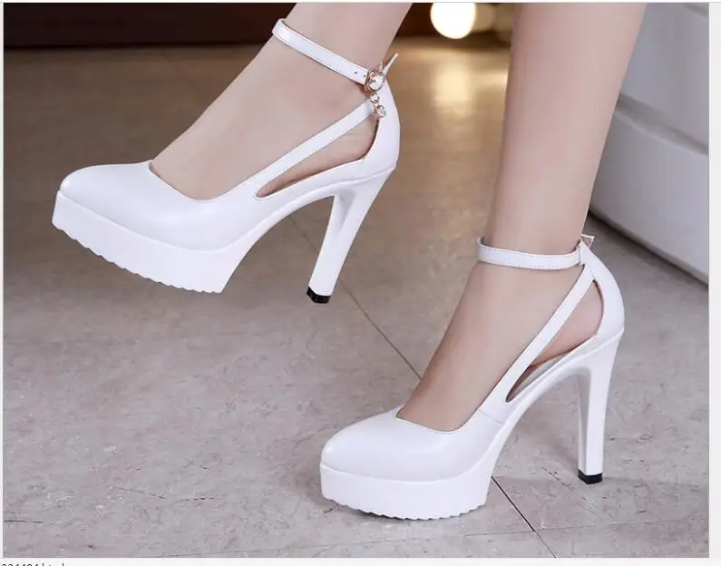 New Ankle Strap Black White Red Women's High Heels Pointed wedding shoes Sandals Pointed Toe Female Party Shoes Women's sandals