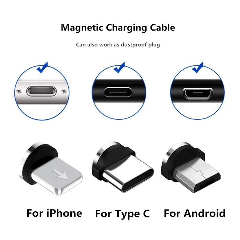 5 Buah Steker Kabel Magnetik Tipe C Steker USB Mikro C Kabel Pengisian Cepat Adaptor Telepon Steker Pengisi Daya Magnet Tipe-c