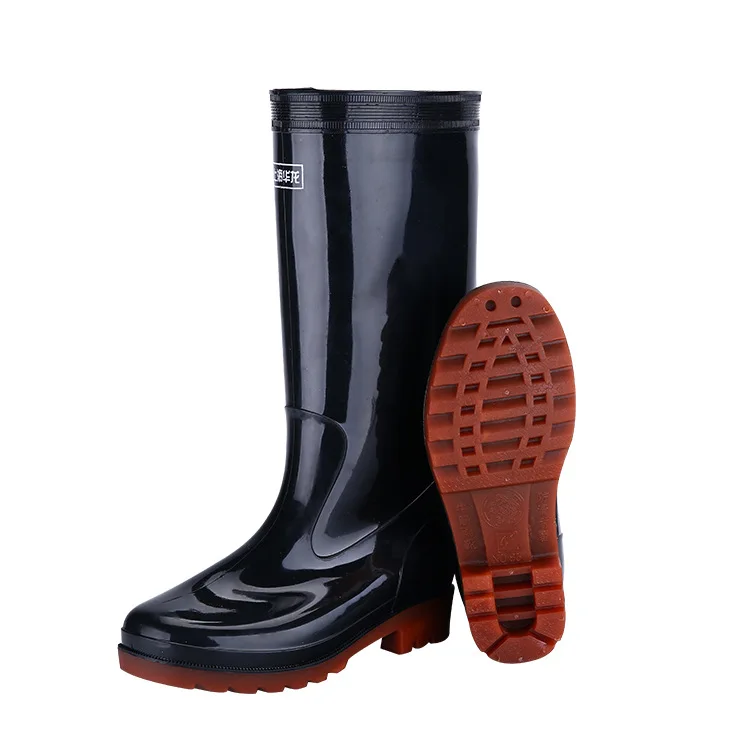 Men Rain Boots Soles with Steel Nails Outsole Waterproof Non - Slip Fishing Boots Rubber with Reflective Strip Safety dfv45