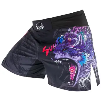 SUOTF Fierce Wolf Breathable Fitness MMA Shorts Tiger Muay Thai Kickboxing Training Shorts muay thai Clothing Sanda Boxing Short