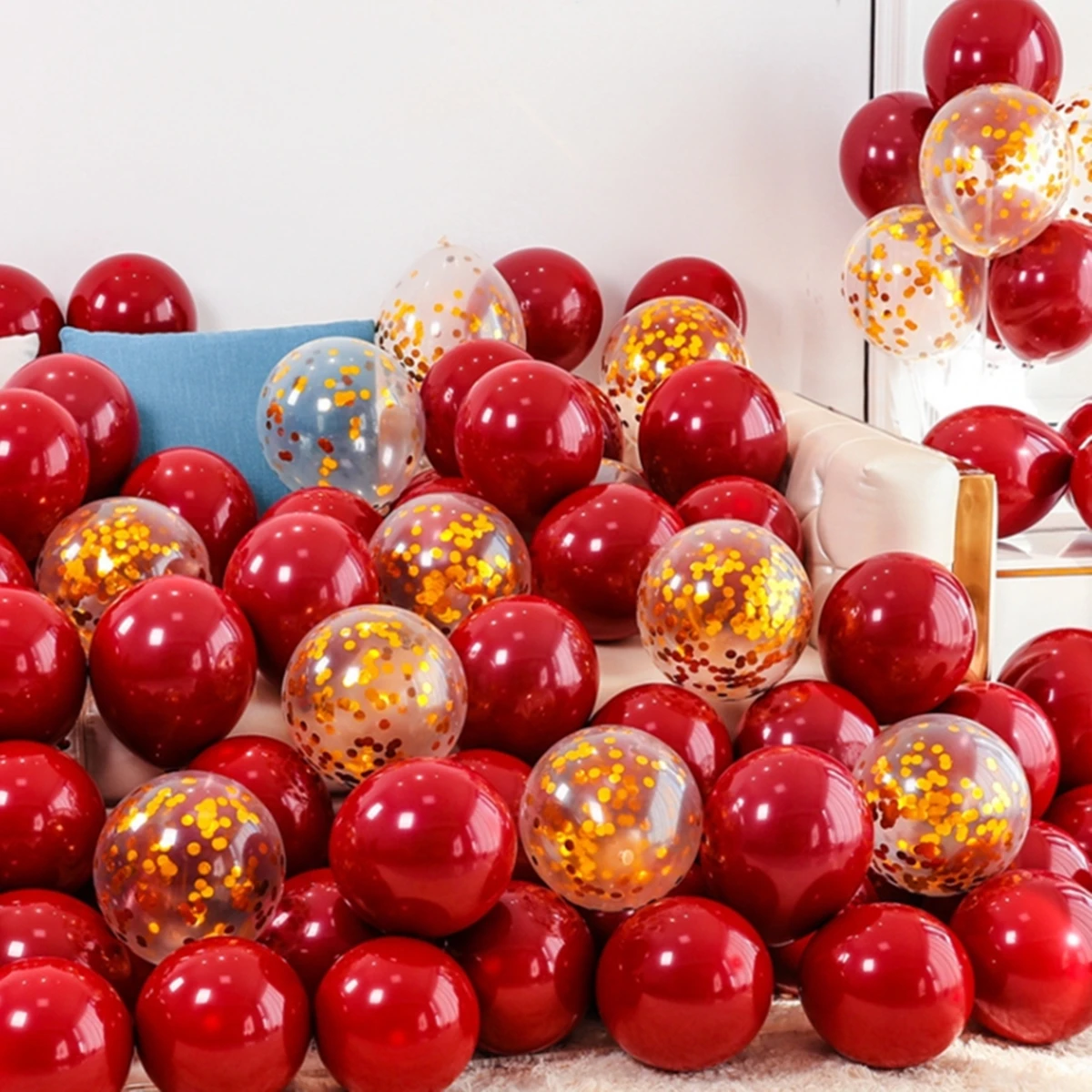 40/20Pcs 10inch Pomegranate Red Confetti Latex Balloons Wedding Globos Birthday baby shower House New year party Decorations