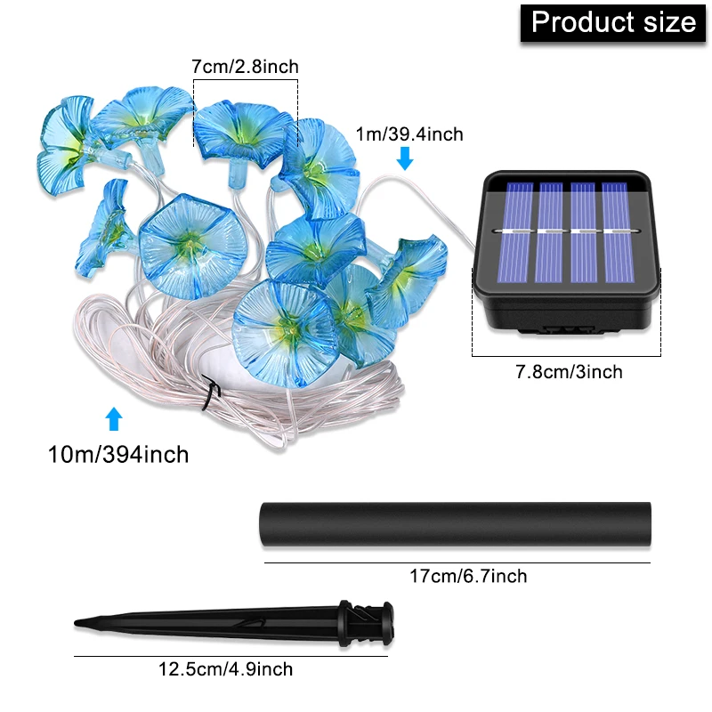 Lampki świąteczne zewnętrzne światło w kształcie kwiatów słonecznych wodoodporne 10led Morning Glory Solar Fairy dekoracyjne lamki sznurkowe do domu ogrodowego