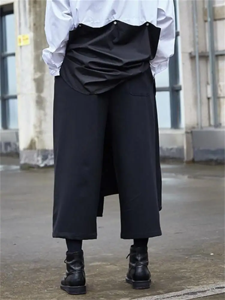 Men Wide Leg Pant Skirt Autumn Winter New Japanese Brunet Hair Stylist Yamamoto Wind Hip Hop Casual Large Irregular Pant Skirt