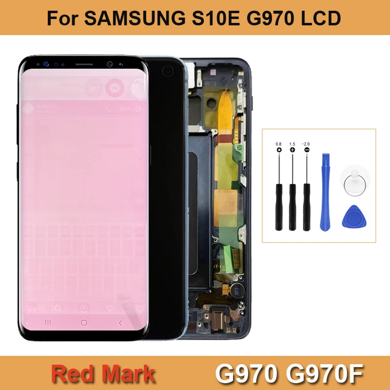 

Display With Slight Red Burn Shadow Super AMOLED LCD Touch Screen Digitizer Repair Kit For Samsung Galaxy S10E G970 G970F