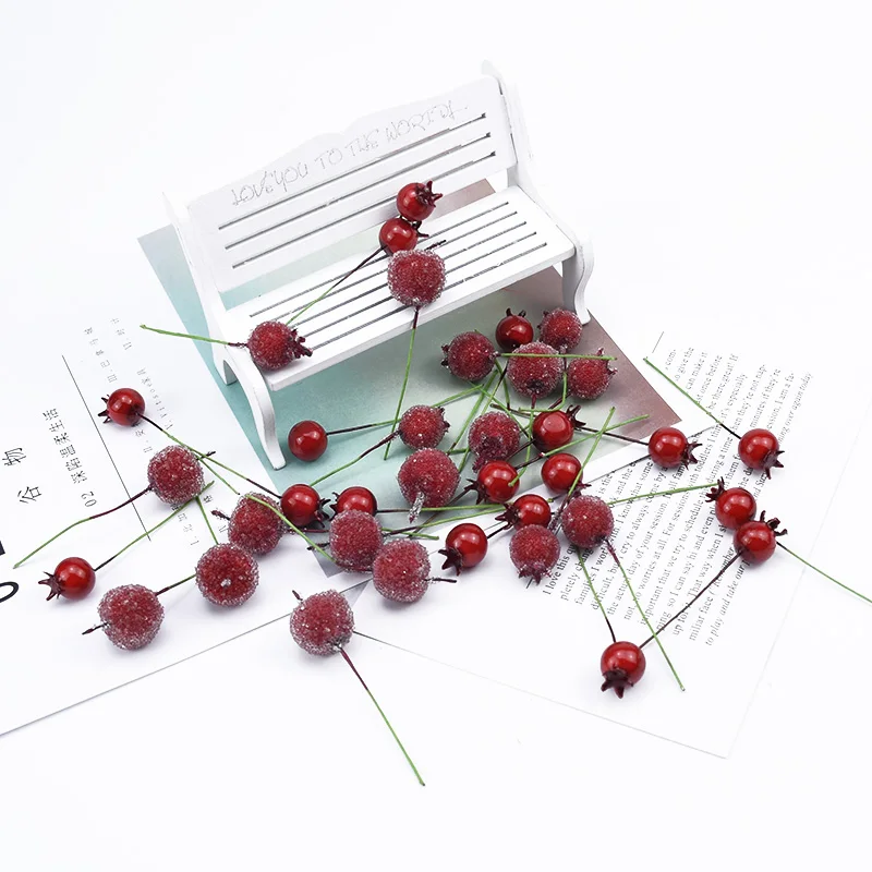 50/100Pcs Weihnachten Party Dekoration Granatapfel Obst Hause Hochzeit Braut Zubehör Dekorative Blumen Kranz Künstliche Pflanzen – Detail 4