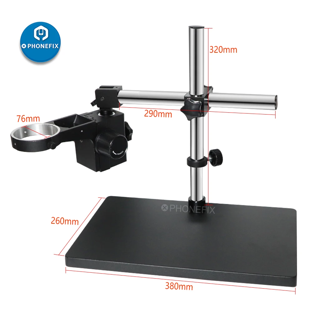 

360 Degree Rotatable Microscope Arms Adjustable Boom Stereo Arm Table Stand 76mm Ring Holder For Industrial Microscope Camera